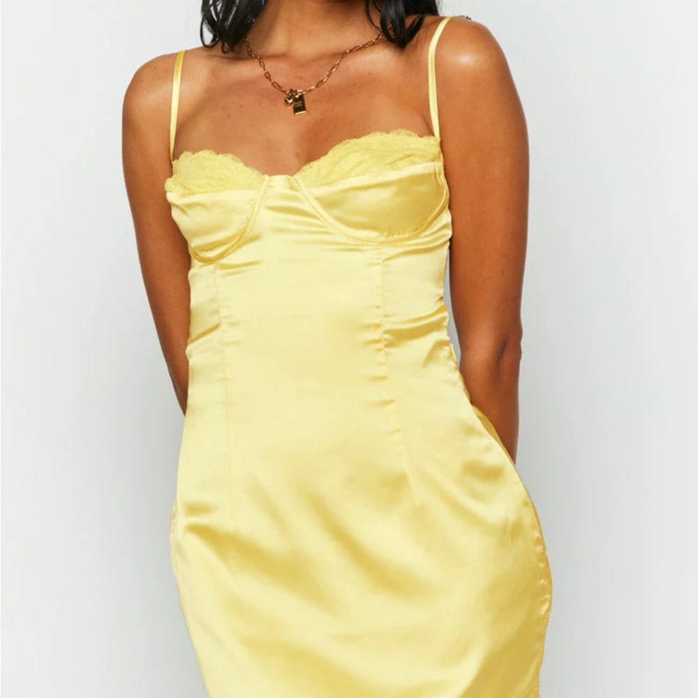 Yellow Satin Slip Dress Beginning Boutique